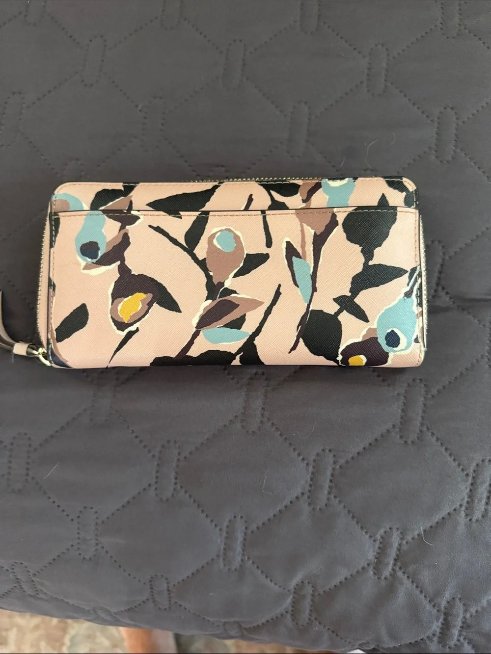 kate spade Blush Floral Zip-Around Wallet with Multicolor Accents